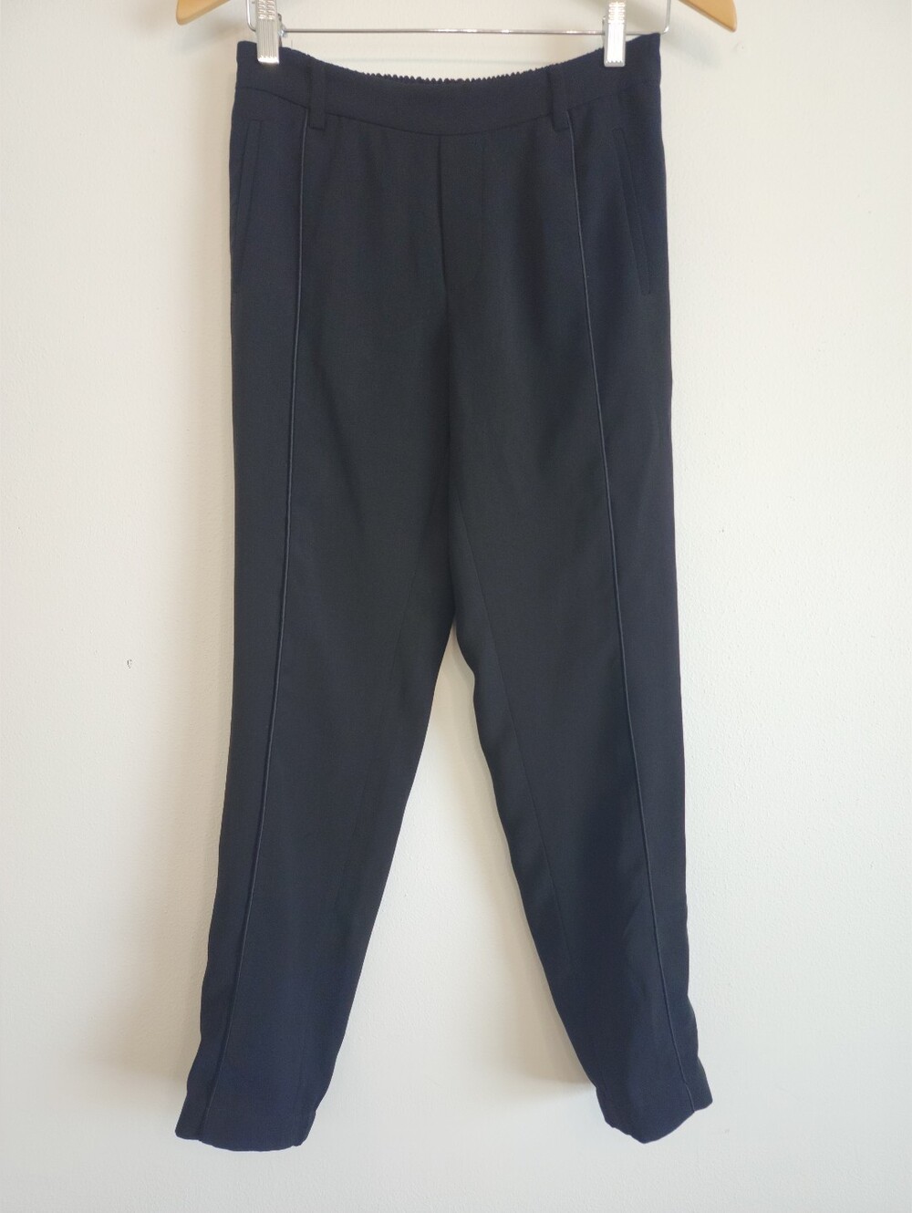 Vince Black Crepe Pintuck Elastic Waist Mid Rise Jogger Dress Pant XS - Picture 3 of 15
